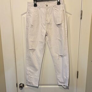 Refuge Denim Ex Boyfriend Relaxed High Rise Jeans, white, distressed NWT size 11